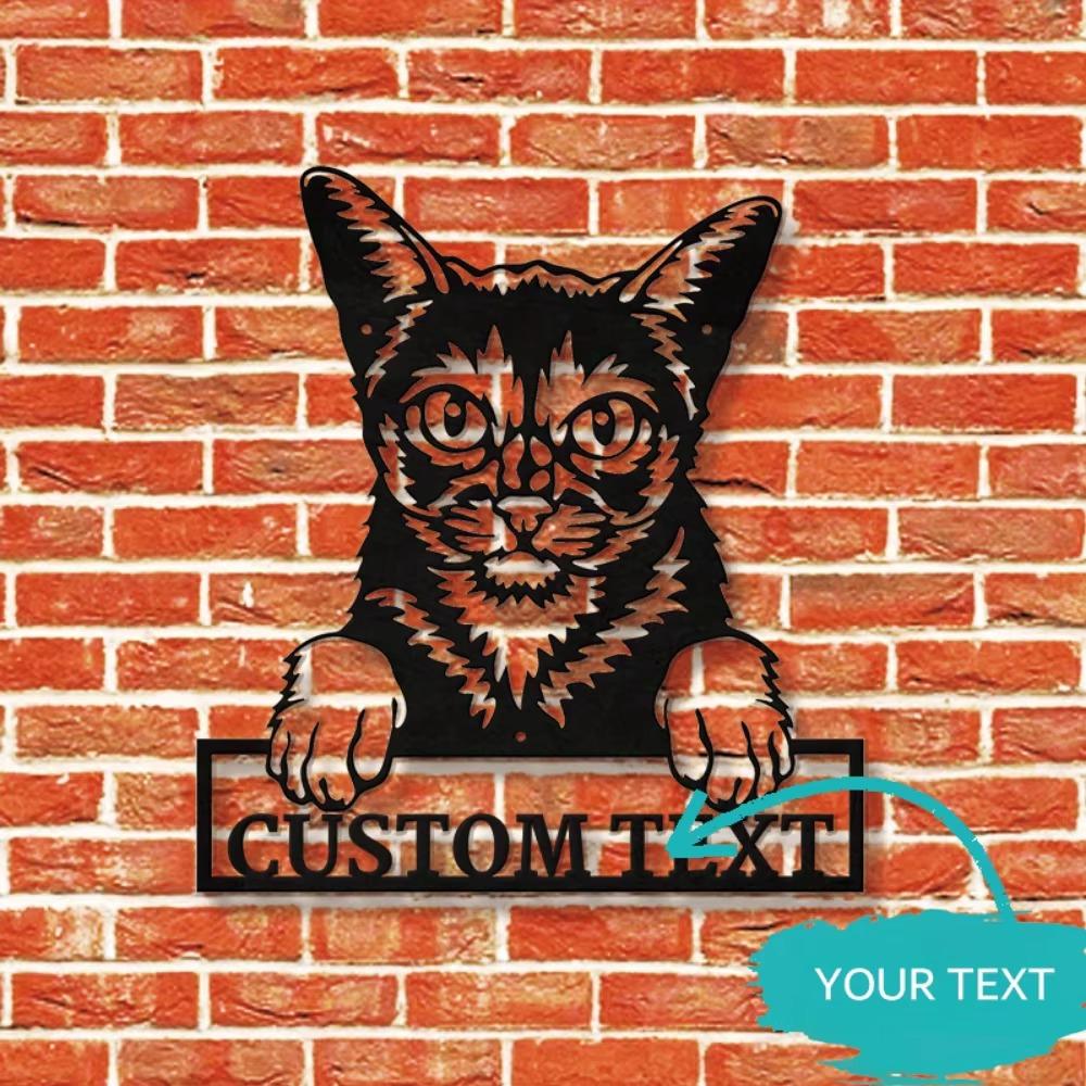 Abyssinian Cat Metal Wall Art Personalized Name Sign Home Decor