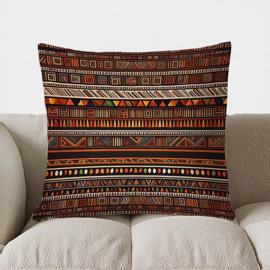 Colorful Geometric Patchwork Pattern Doublesided Printed Pillow Cover Short Plush Suitable Living Room Sofa Throw Cushion Cover