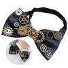 Vintage Ribbon BowTie with Blingbling Gear Adjustable Jewelry French Collar Gear Elegant Collar Punk Gear Cravat