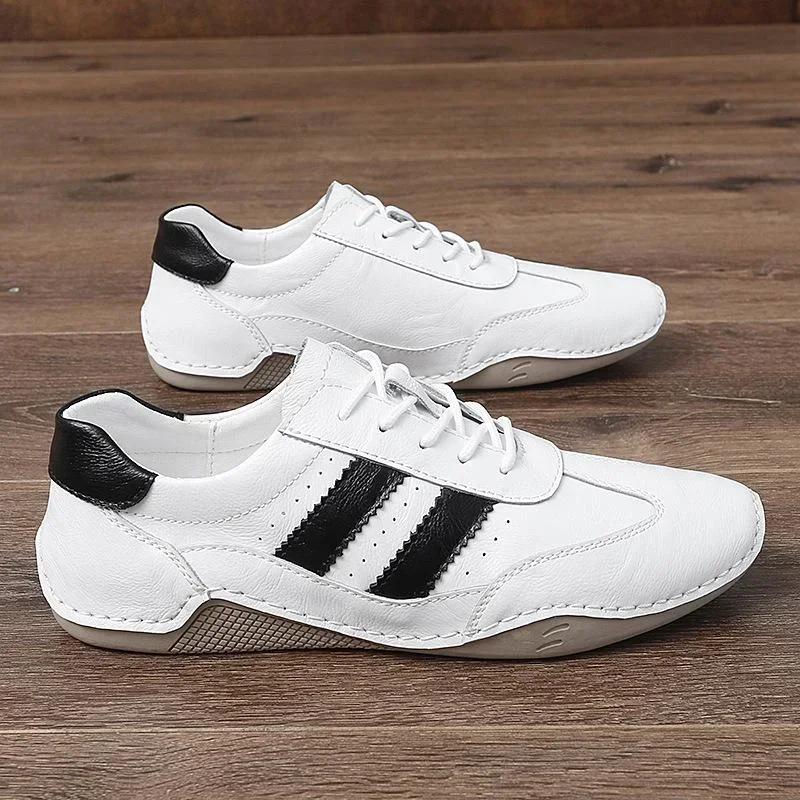 Men Genuine Leather Sports Sneakers Male Casual Sports Shoes Men Office Business Work Shoes Jogging Shoes 