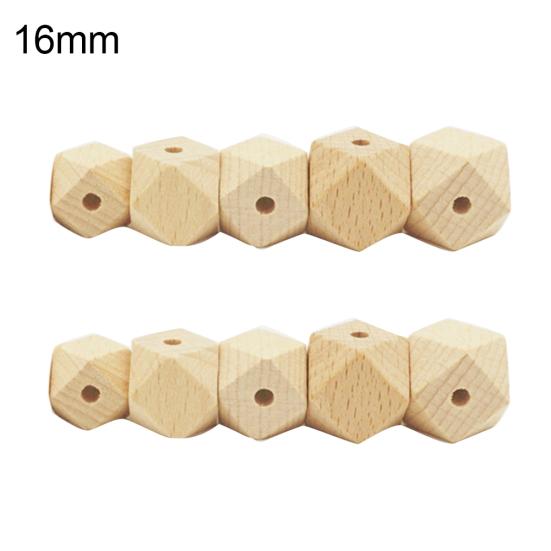 10Pcs Wooden Geometric Hexagon Beads DIY Unpainted Teether Necklace Accessory