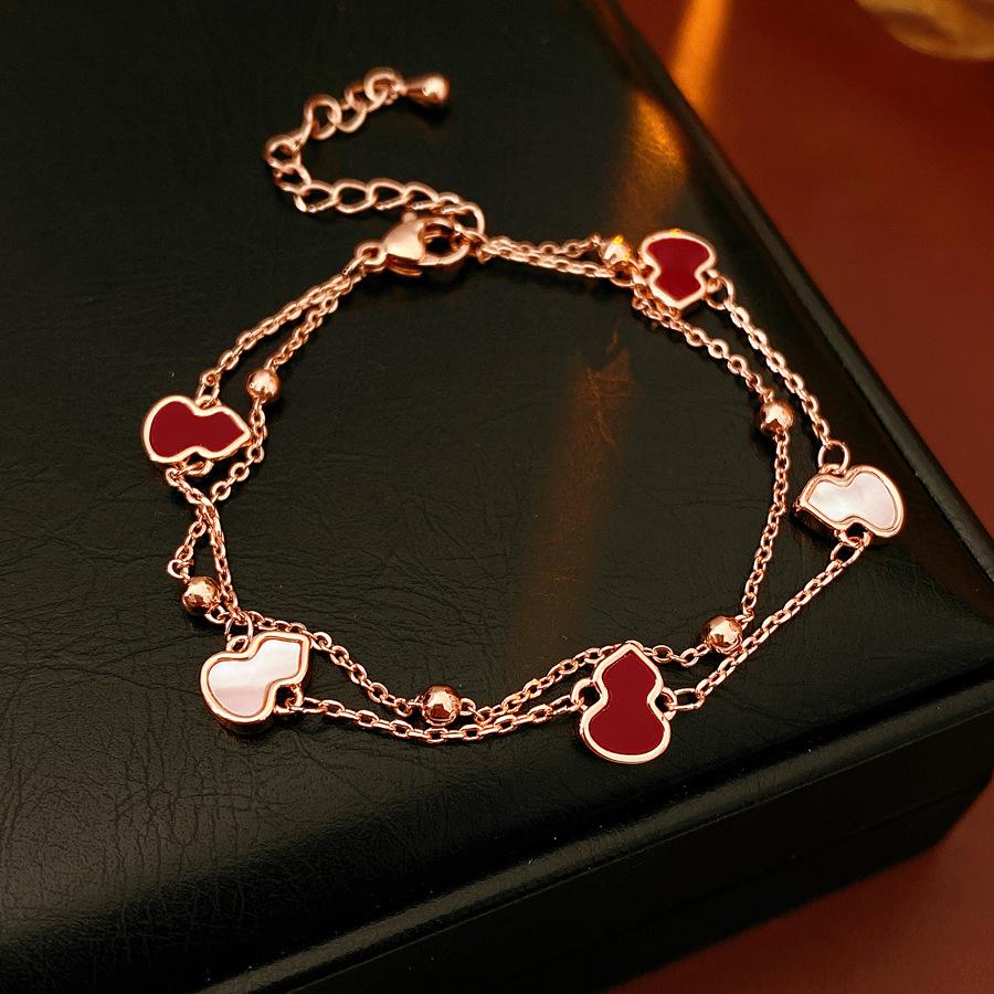 Retro Fashion Versatile and High-end New Chinese Style Double-layer Bracelet красный/розового золота