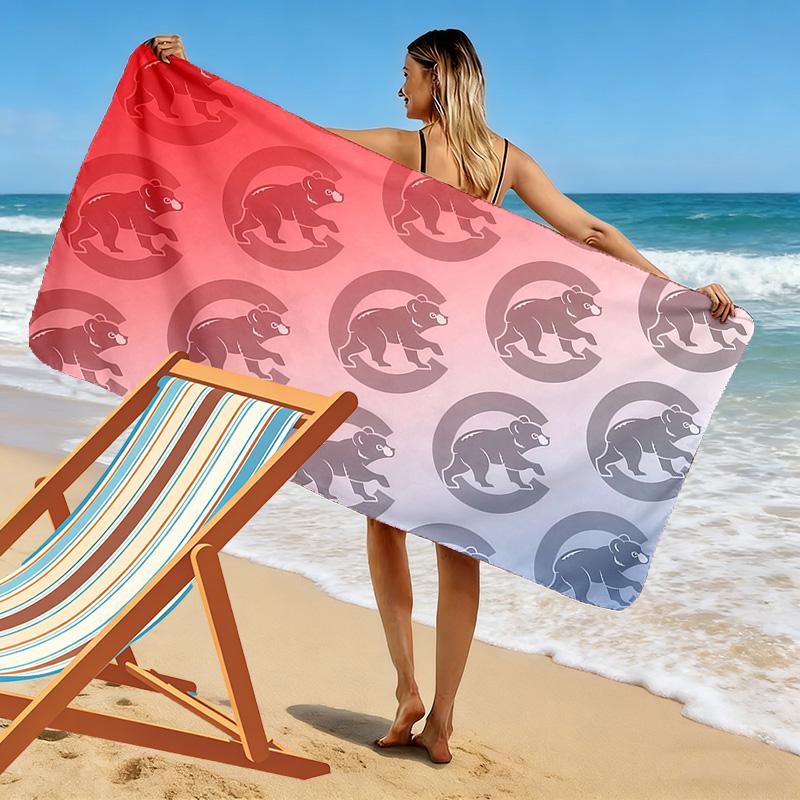 Toalha de Praia Estampa Chicago Cubs, Toalha Grande Macia de Secagem Rápida para Praia Camping Natação