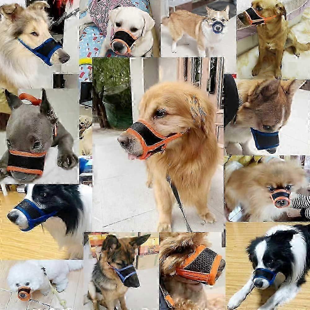 Soft Air Mesh Dog Muzzle for Small/Medium/Large Dogs, Dog Mussel Stop biting, Barking & Chewing, Drinkable Adjustable Gentle Pet Muzzle (Orange, XL)