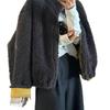 Korean Style Stand Collar Faux Lambswool Short Jacket for Women – 2025 Autumn/Winter Loose Fit, Age-Reducing Top