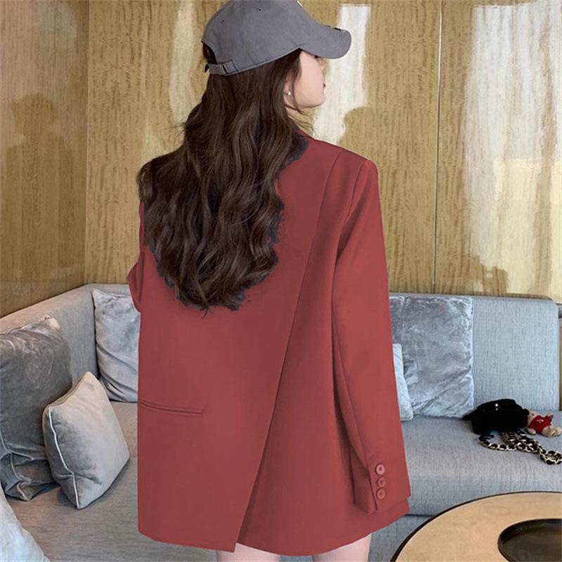 Women's Gray Petite Korean-Style Suit Jacket - Spring/Autumn 2025 Casual High-End Design