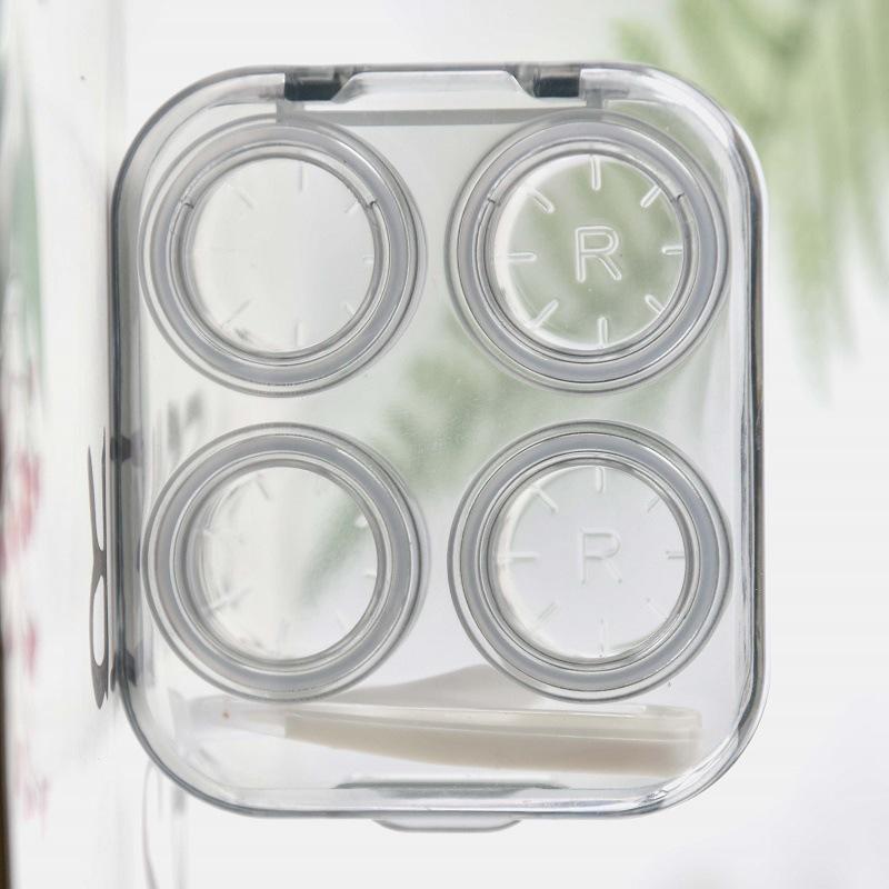 Two-Piece No-Twist Press-On Transparent Contact Lens Case - Portable Double Colored Storage