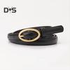 Women Belt Metal Oval Buckle Decor Multi Holes Design Adjustable Length Belt Imitation Leather Waist Strap Shirt Sweater Accessory