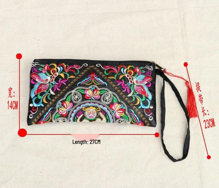 Ethnic Embroidery Satin Clutch and Wallet for Women