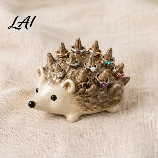 Resin Jewelry Organizer Hedgehog Ring Holder Cute for Rings Waterproof Animal Decorative Tray Storage Vanity Dresser Bathroom Gift Women