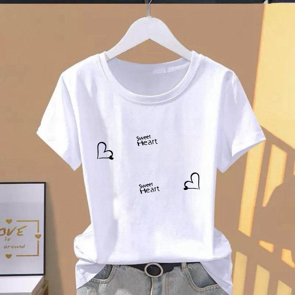 

Women s Summer Loose Fit Short Sleeve T-shirt: Casual Letter Print, Round Neck, Slimming, Youthful, Versatile Style. 2XL