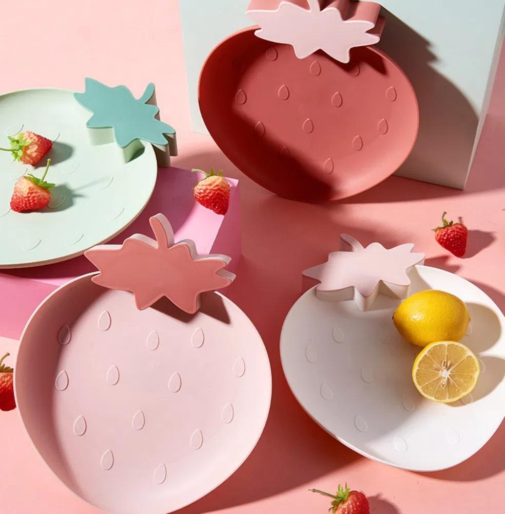 4Pcs Reusable Snack Serving Plate Plastic Food Tray Creative Candy Plate  Kitchen