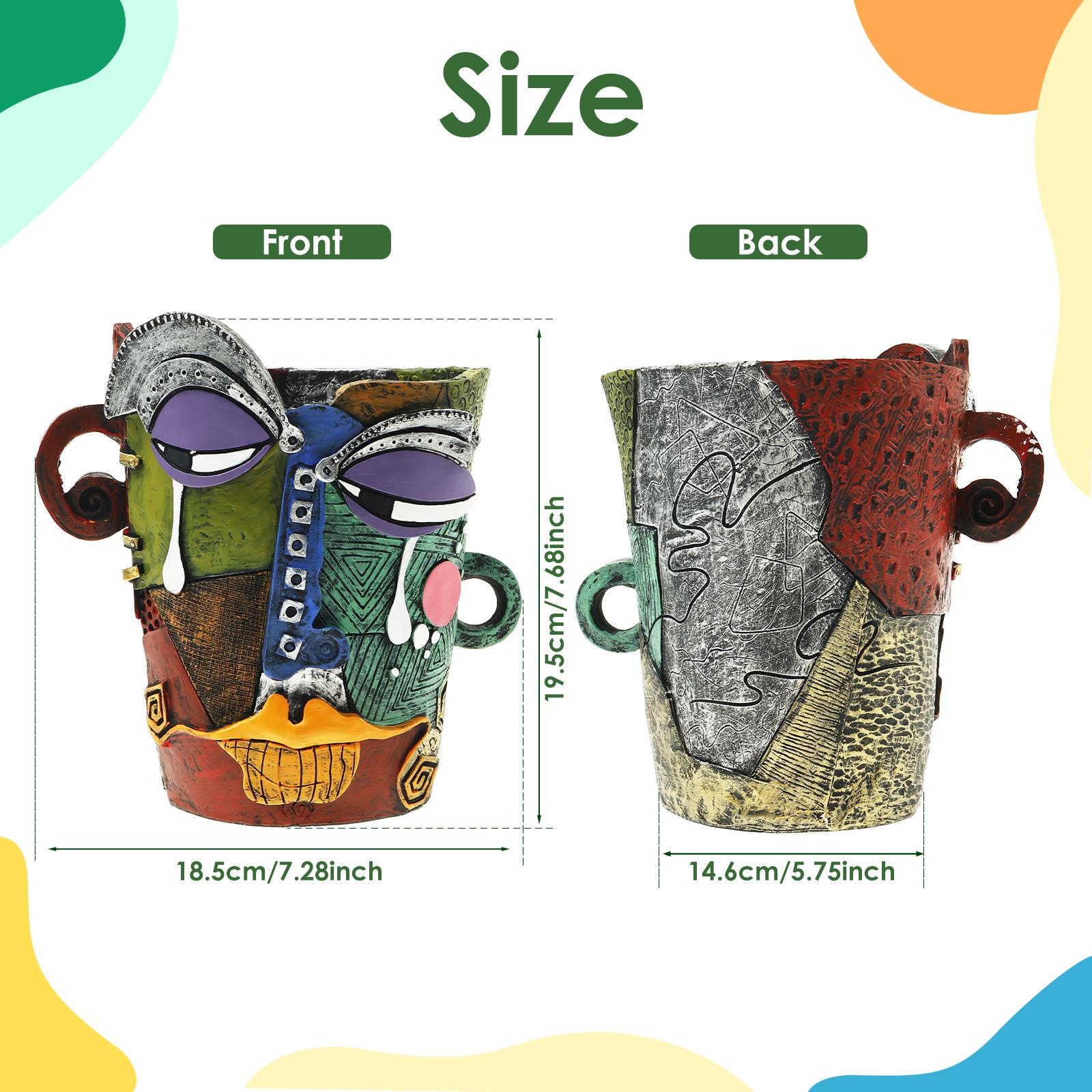 

Абстрактные кашпо для лица Уникальный забавный кашпо для цветов с дренажным отверстием Декоративный красочный кашпо Искусство для уличного сада дома