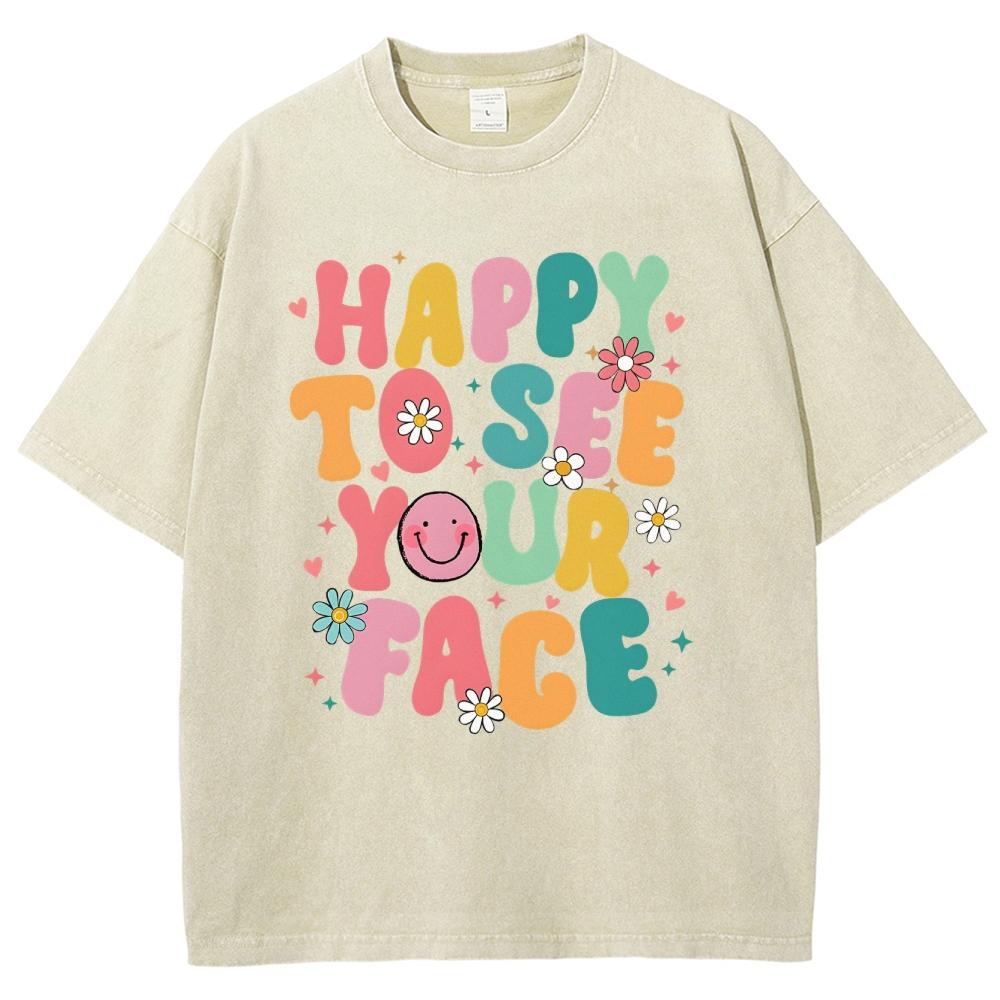 Colorful Cute Letter Print T-Shirt Unisex Fashion Round Neck Washed Cotton Short Sleeve Top 2024 Design Sense Casual Tee