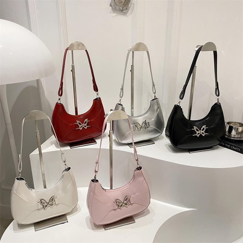 Solid color butterfly summer new fashion simple sweet diagonal across armpit shoulder bag women