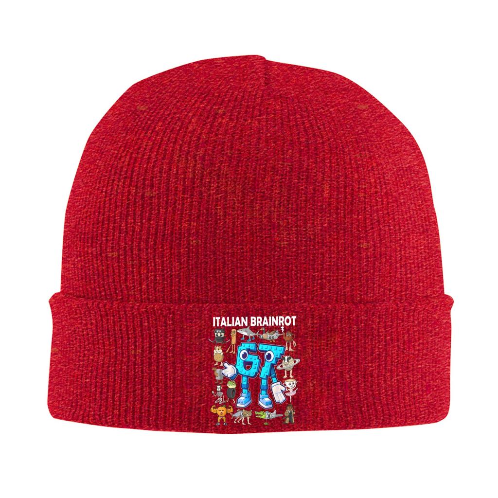 6 7 Italian Brainrot Six Seven Meme Birthday Beanie Hats  Bonnet Hats Female Male Street Kpop Knitted Hat Autumn Elastic Caps
