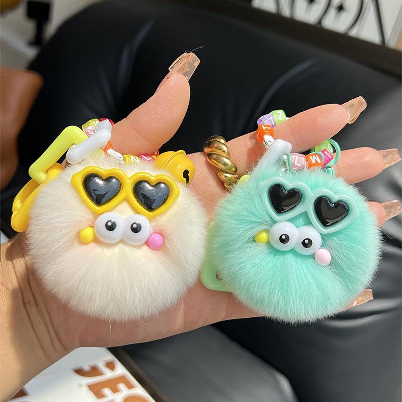 Creative Cute Rabbit Fur Keychain Fluffy Pendant Toy Car Key Holder Schoolbag Bag Cartoon Plush Doll Jewelry Women'S Decoration