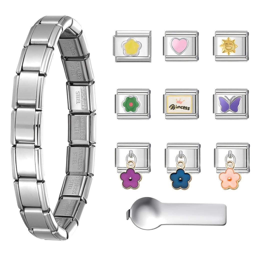 Italian Module Bracelet Link Connectors Jewelry Accessories Stainless Steel Texture Suitable for Jewelry Enthusiasts