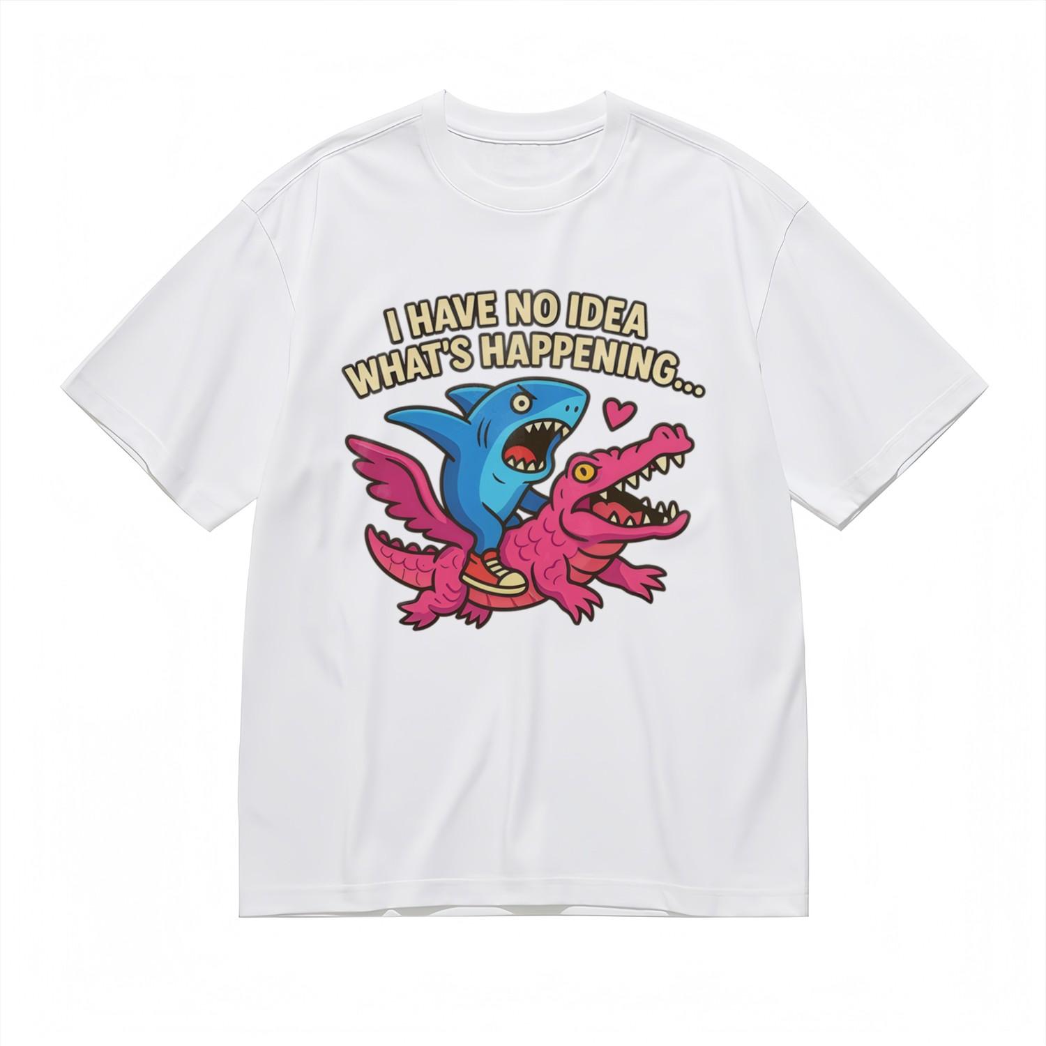Women s Trend Comfy Fashion Classic T-Shirt Mens Womens Tees Top Confused Animal Scene Printed Tee XL