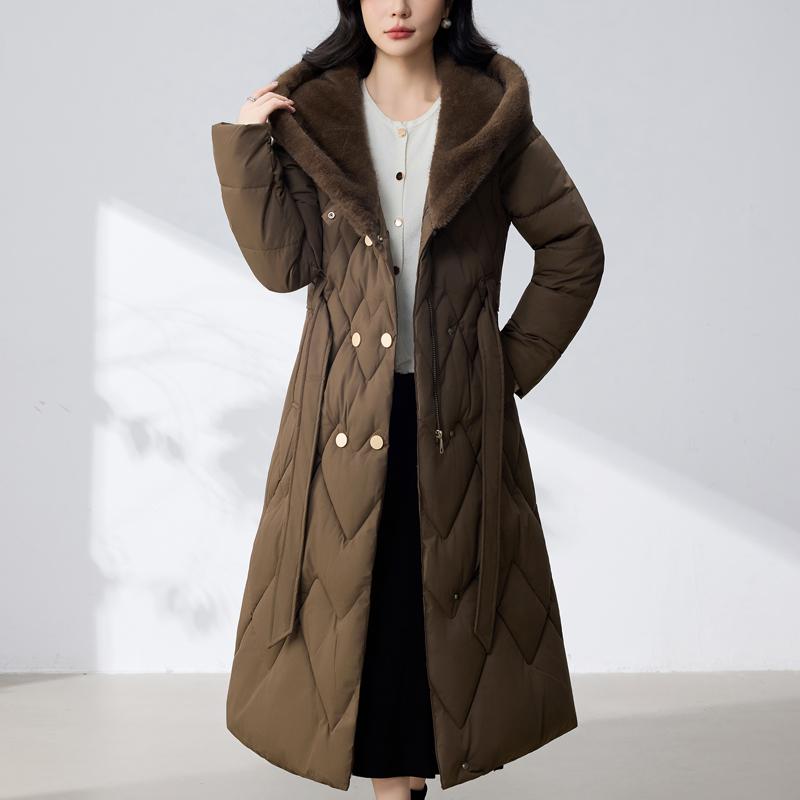 Sleeves Detachable Fashion Woman Parkas Winter Long Coats With Belt Hooded Thick Female Jackets