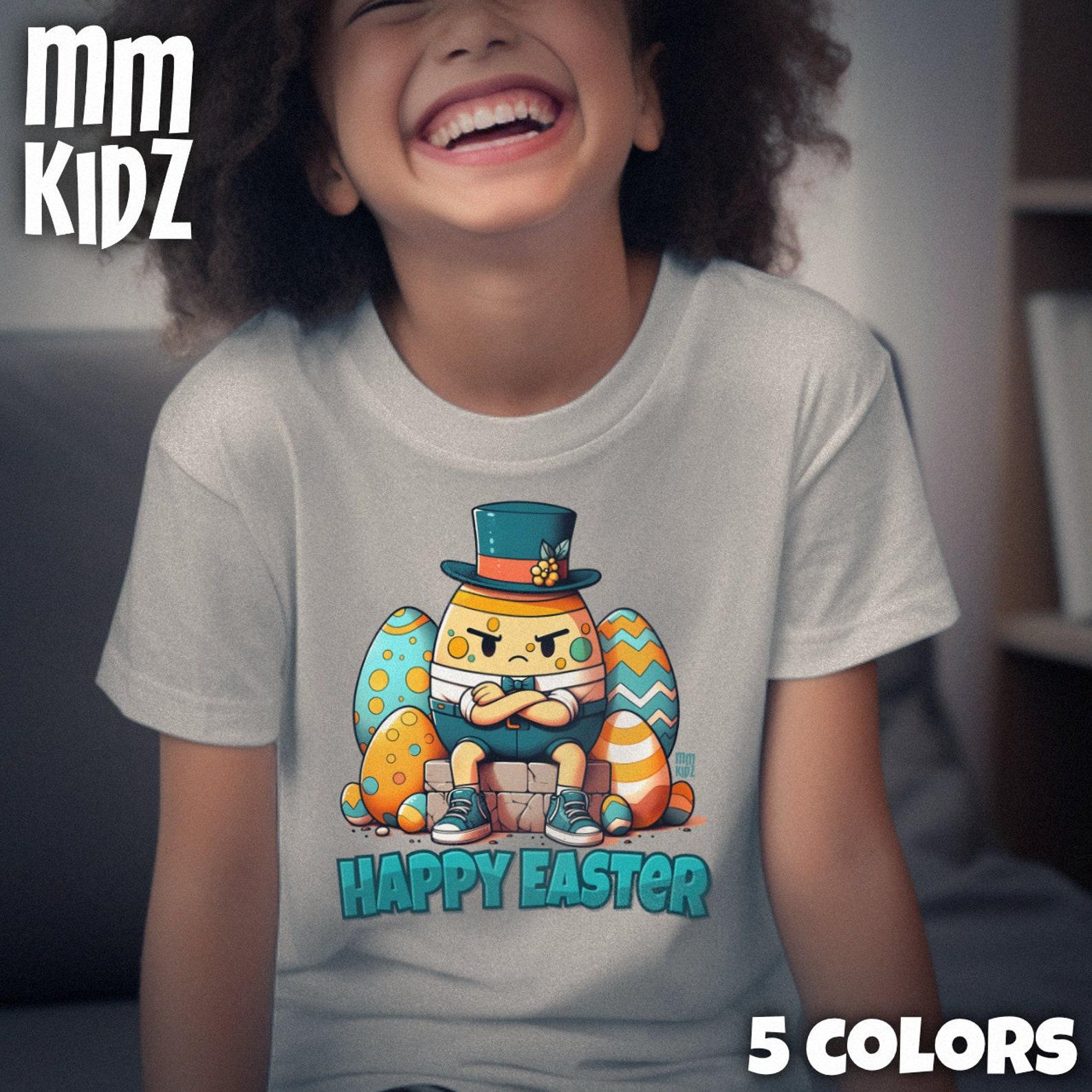 Kids Easter T-Shirt | Cute Cartoon Humpty Dumpty Easter Egg Kids T-Shirt | Adorable Easter Egg Graphic Tee | Funny Nursery Rhyme Shirt 110