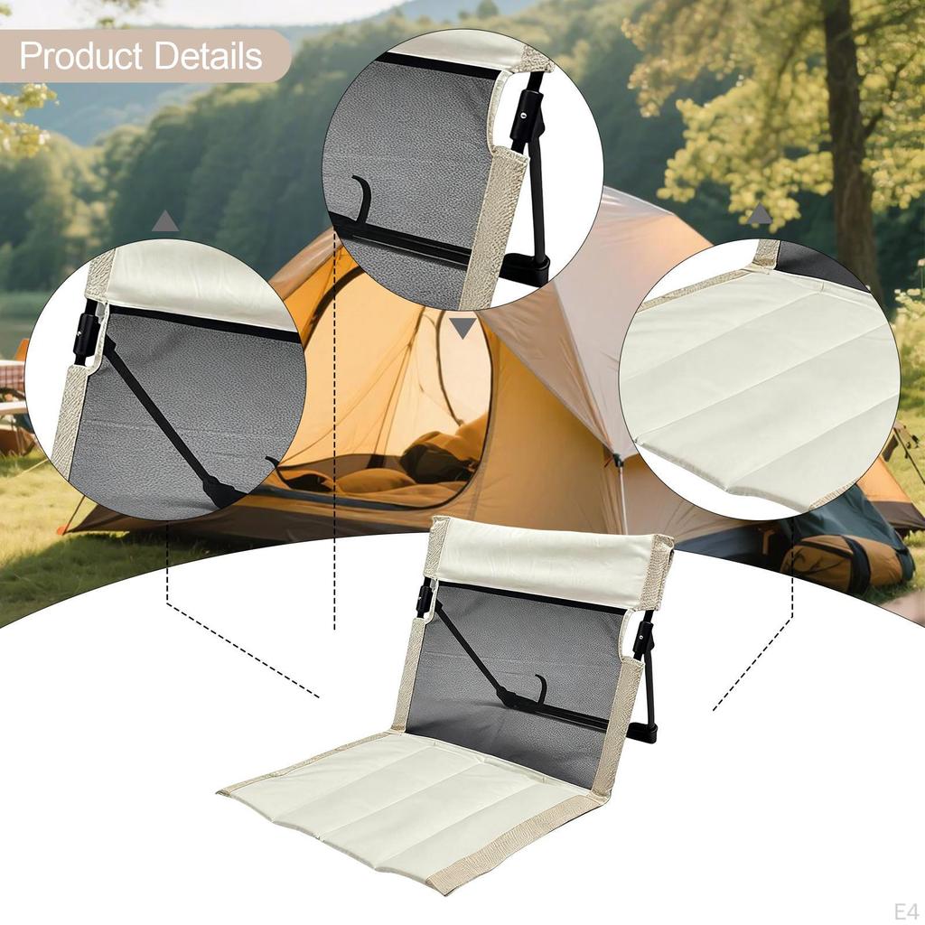 Camping Chair with Backrest Camp Seat Beach Cushion Lounge Foldable for Park Barbecue