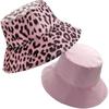 Women Foldable Leopard Printed Bucket Hat Summer Cotton Sun Hats