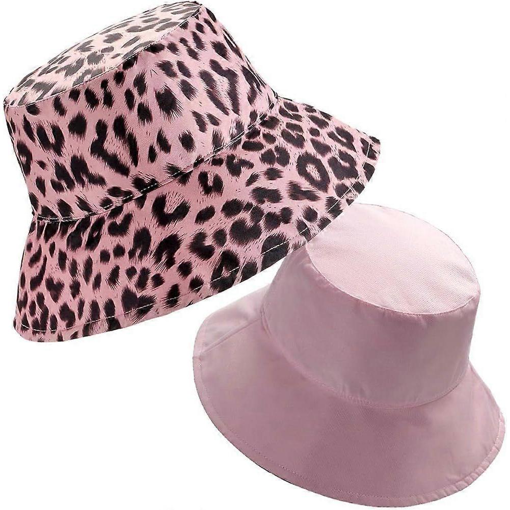 Women Foldable Leopard Printed Bucket Hat Summer Cotton Sun Hats