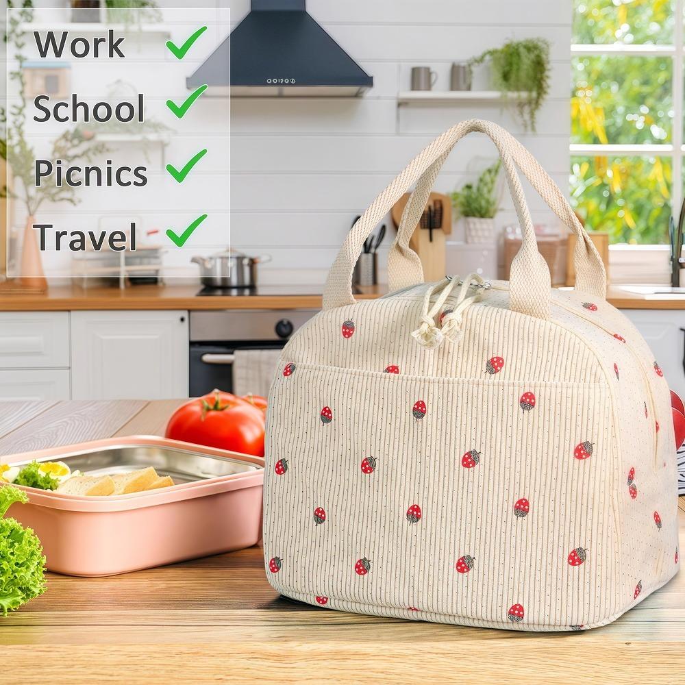 Lunch bag, bring food to work, portable, portable, insulated bento bag, corduroy strawberry meal bag, ice pack xtz