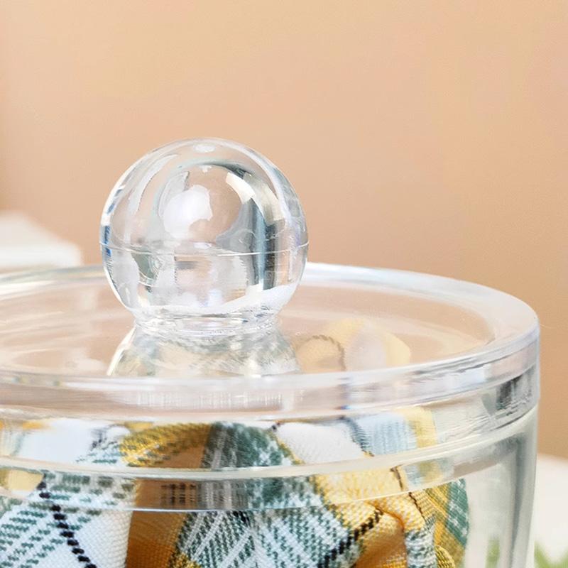 Transparent Acrylic Hair Tie Display Organizer Headband Hair Tie Holder With Lid