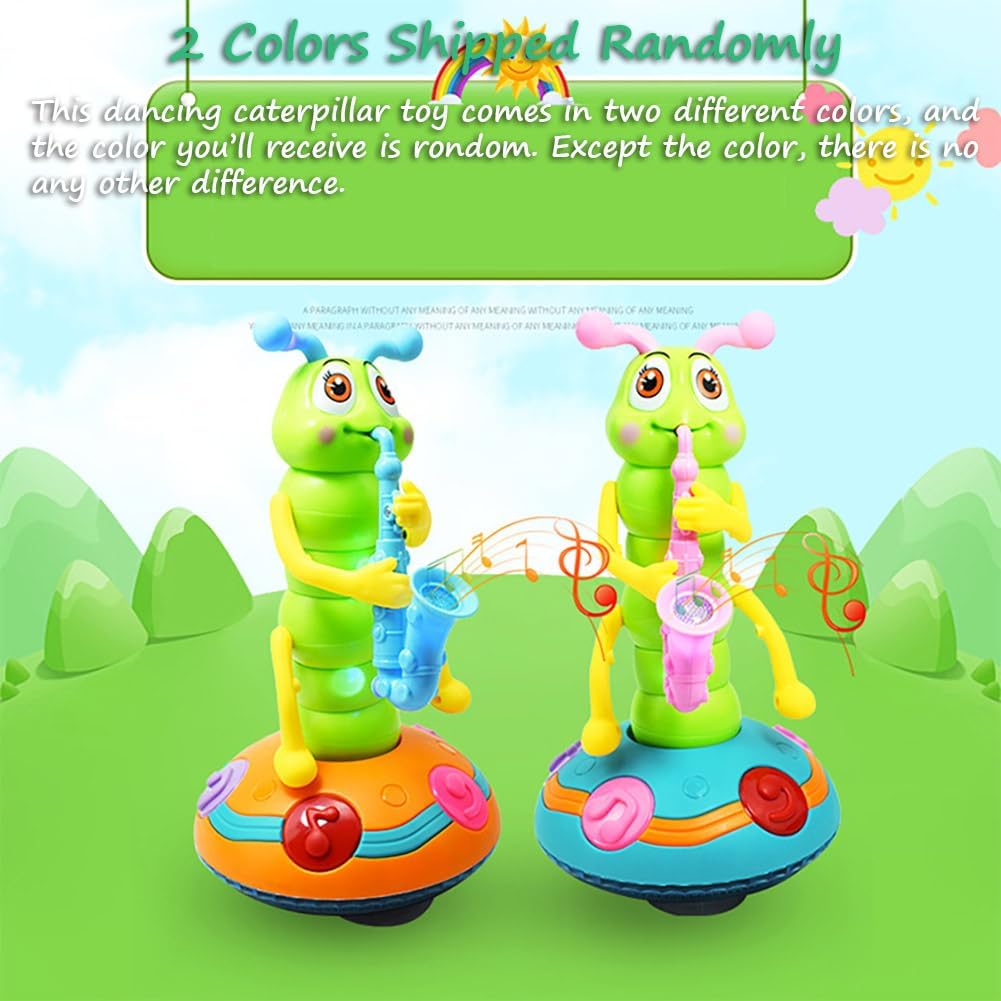 Hudební tančící housenka se saxofonem Hračka LED Světla Zábavná elektrická hudební hračka pro děti Perfektní dárek pro učení a hraní
