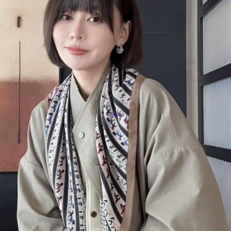 Galloping Horses Retro Silk Scarf Shawl - Feminine Cartoon Square Accessory