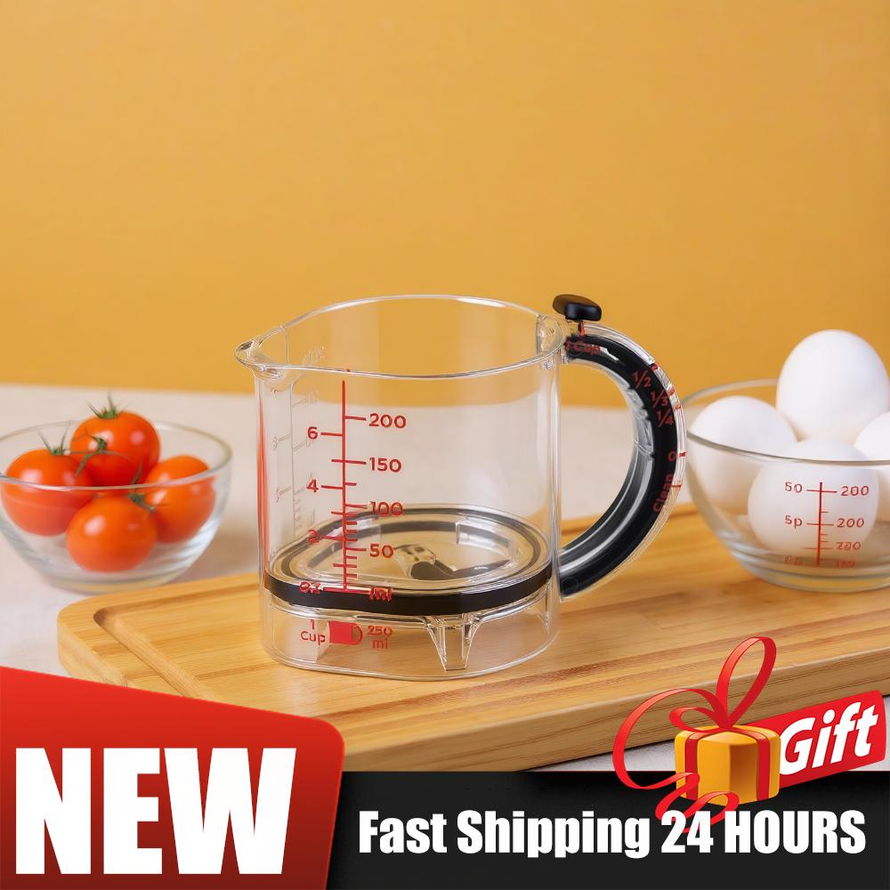 4-In-1 Adjustable Measuring Cup Multi-Functional Measuring Cup w/ Scraper-Style Seal Base Measuring Cube Cups for Cooking Baking