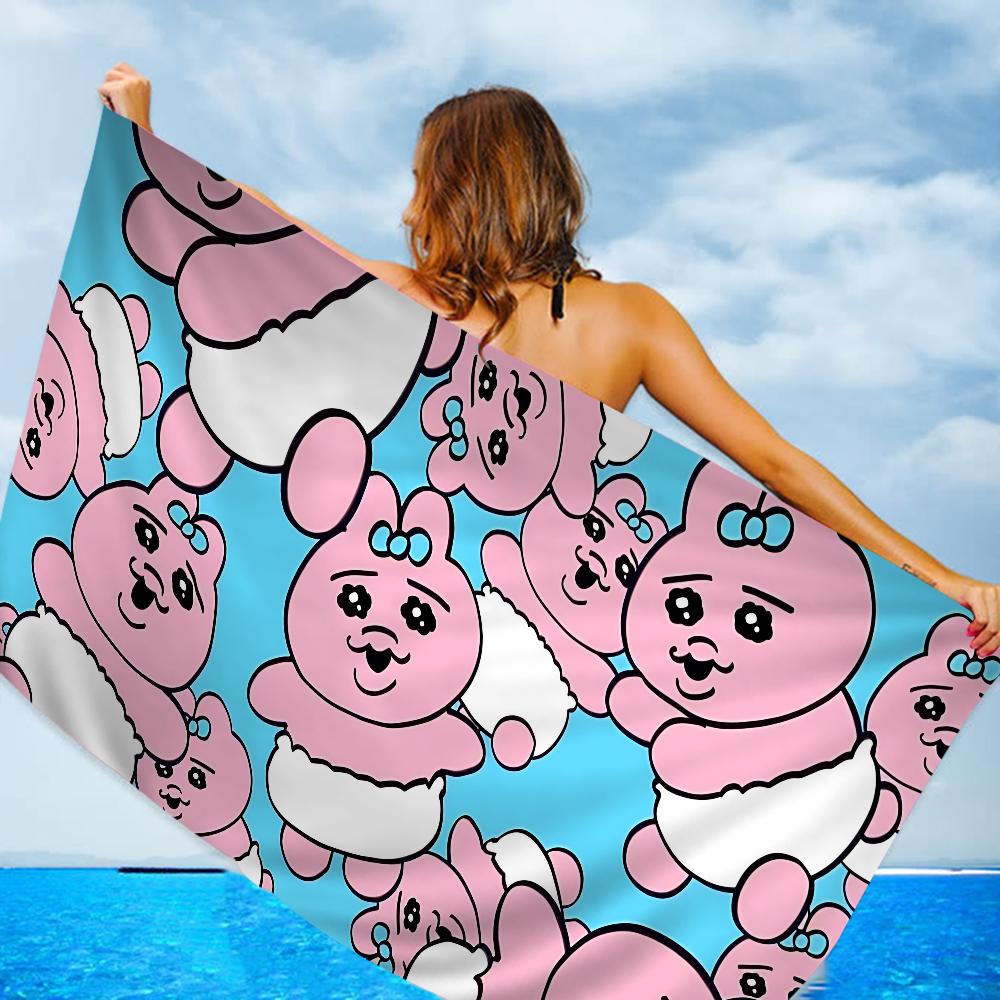 Kawaii O-Opanchu Usagi Beach Towel Cartoon Cute Summer Kids Large Bath Pool Beach Towel Microfiber Absorbent For Swimming Travel