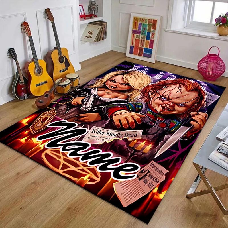 Custom Chucky Mat Personalized Name, Polyester Washable Indoor Entryway Rug, Gift for Christmas, Easter, Thanksgiving Day