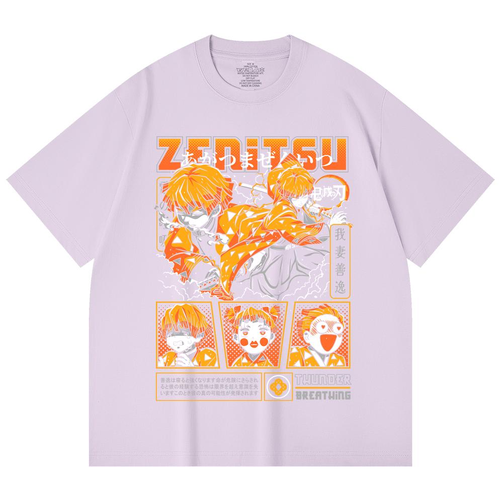230 Gsm 100% Cotton Demon Slayer V68 Zenitsu Print Unisex Heavy Cotton T Shirt
