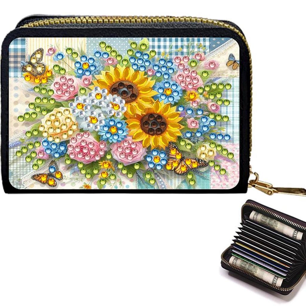 5D Diamond Painting Art Portable Card Bag Zipper Closure Diamond Painting Fashion Card Holder Coin Purse