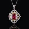 Simulated Emerald Paraiba Pendant Red Zircon Ring Tourmaline Necklace Banquet Wedding Jewelry Set