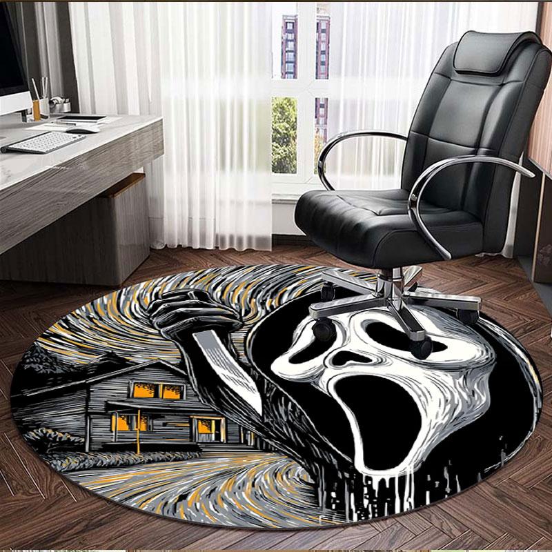 Ghostface Print Round Rug, Washable Floor Carpet, For Entryway Dorm Laundry Room Office Study, Home Decor Birthday Christmas Gift