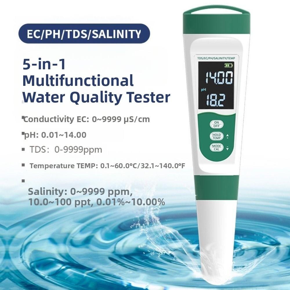 LCD Digital Display Water Quality Tester Multifunction Digital PH Meter Salt Tester  Aquarium