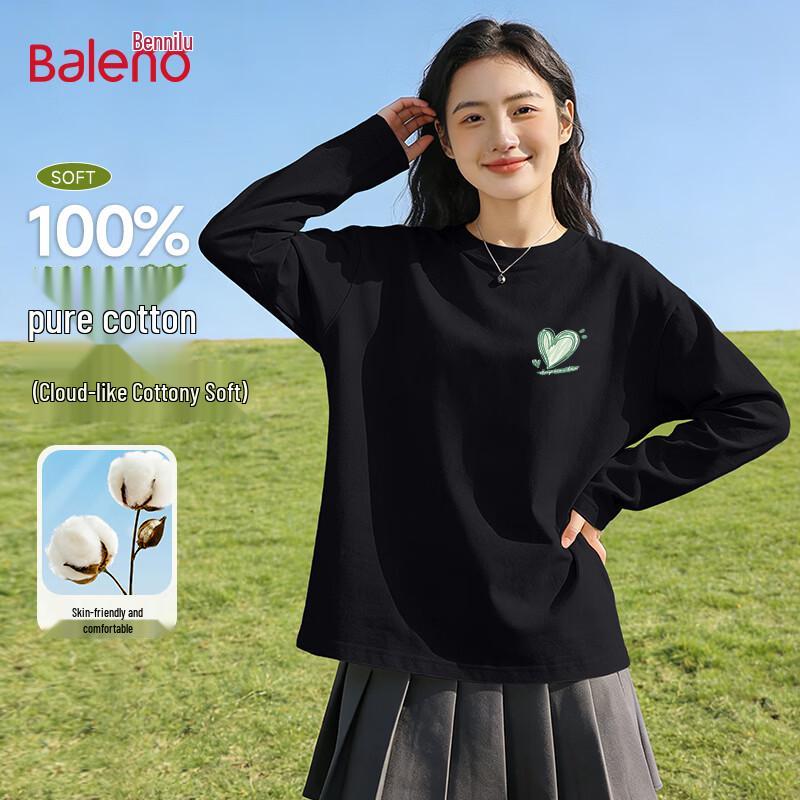 Baleno Women s Pure Cotton Green Heart Print Long Sleeve T-Shirt L