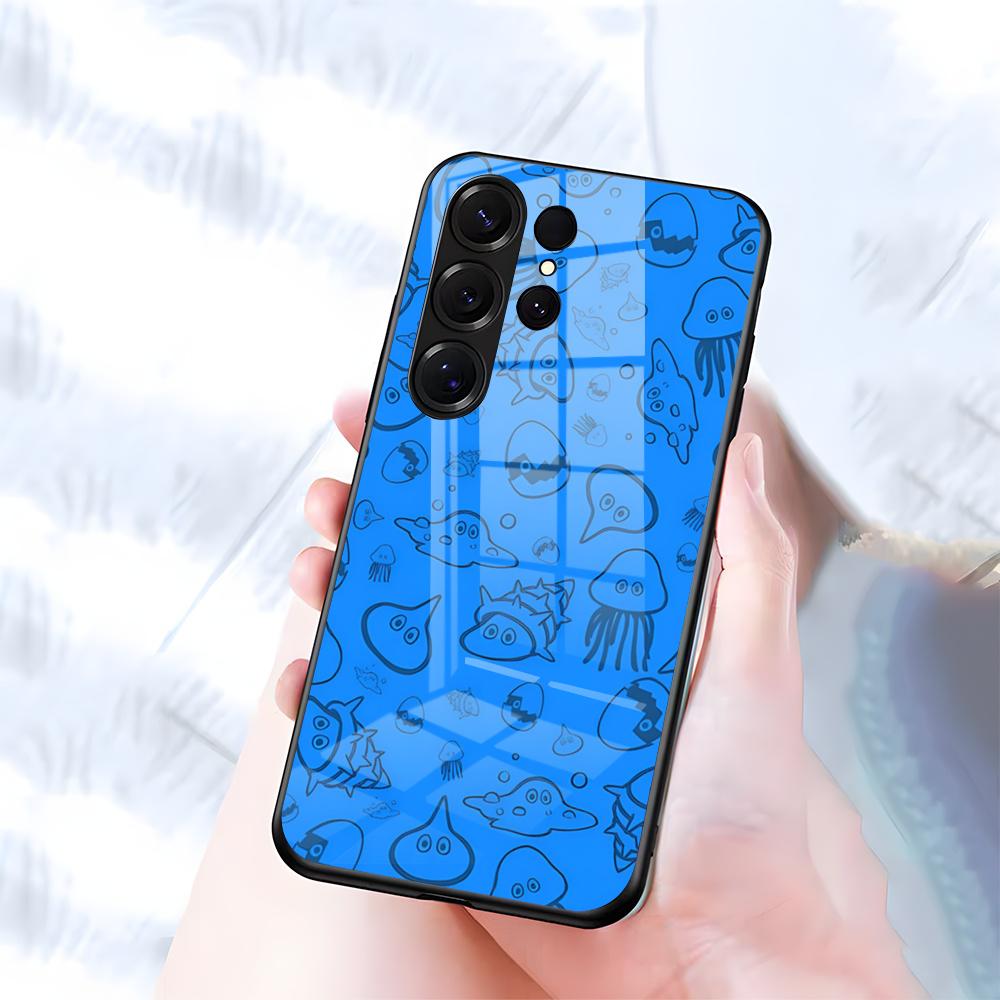D-dragon Q-Quest Slime Phone Case For Samsung S26 S25 S24 FE S23 S22 S21 Plus S20 Ultra Note20Ultra Black Glass Cover