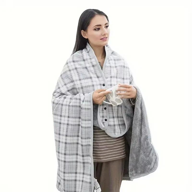 1PC Flannel Shawl Blanket Wearable Lazy Casual Office Warmth Shawl Blanket for Comfort And Style