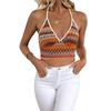 Women's Summer Beach Sexy Spice Fashion Geometric Stripes Halter Slim Halter Vest Top
