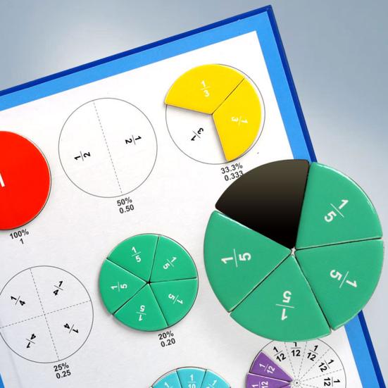 1/2 Sets Magnetic Fraction Demonstration Book Percentage Decimal Fraction Learning Magnetic Tiles Circles Educational Fraction Puzzle Teaching