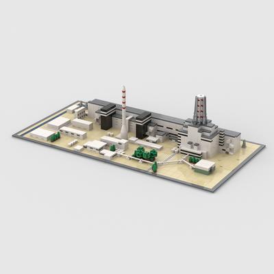 Non-Toxic Moc Domestic Building Blocks Small Particle Chernobyl Nuclear Power Plant Large Building Assembly Toy Pendant Model Male