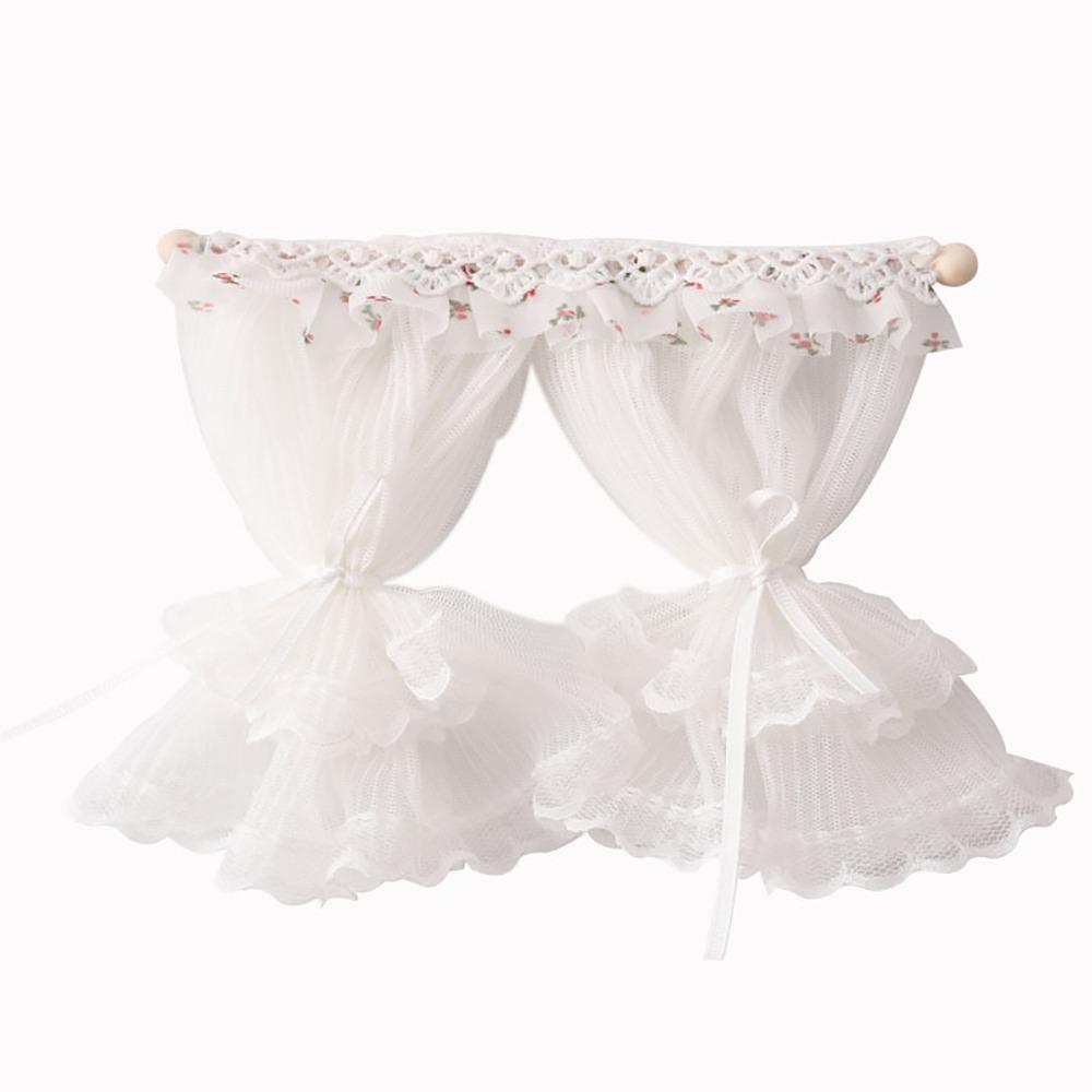 

2/3 Shades Dollhouse Curtain 1/12 Doll House Window Decor Miniature Lace Curtain Dollhouse 2 curtains