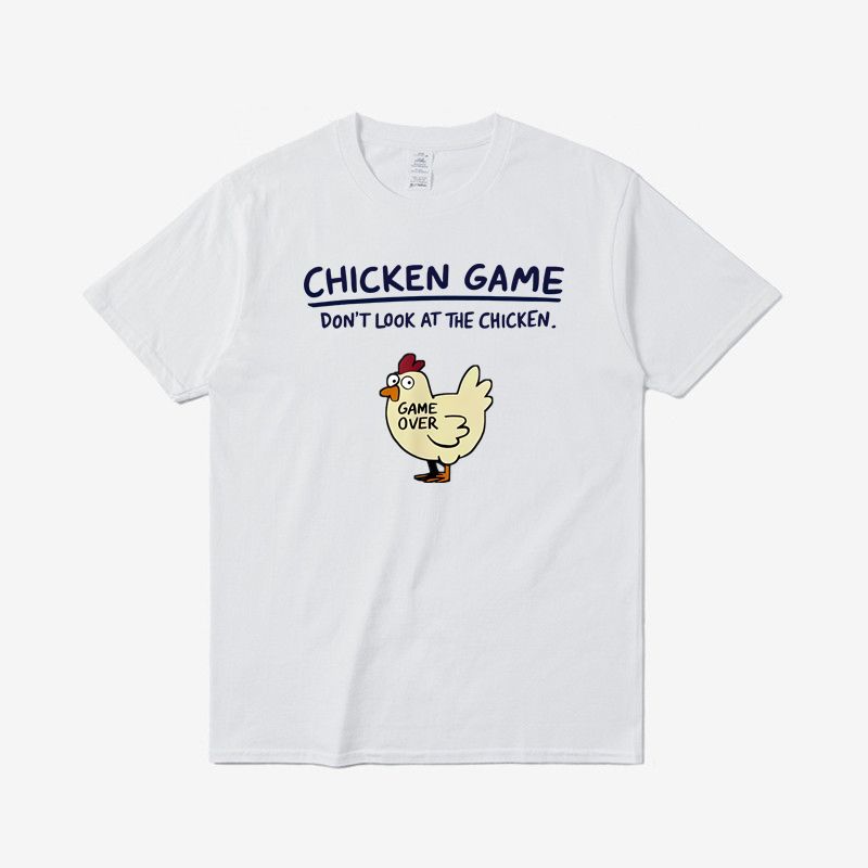 

Не смотри на курицу Игра Футболка с принтом курицы с круглым вырезом из хлопка Свободная Универсальная Подходит как для мужчин, так и для женщин 4XL