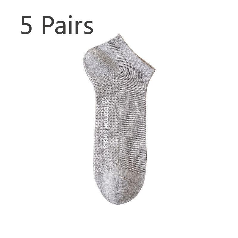 

5 пар мужских летних простых носков-лодочек из чистого хлопка с дезодорирующим эффектом и впитыванием пота 5 Pairs серый