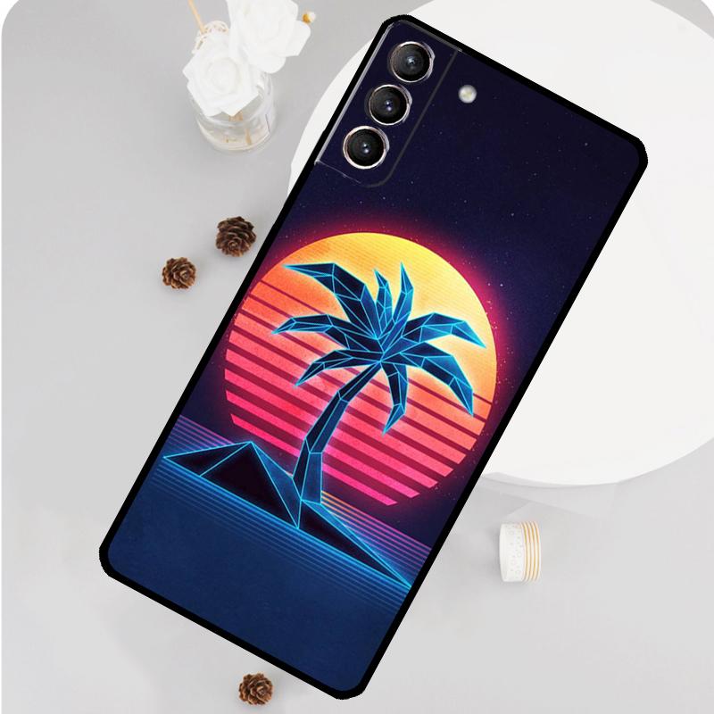 Retrowave Neon Palms Tree Phone Case For Samsung Galaxy S26 S25 S24 S20 S21 S22 S23 Ultra S10 Plus S25 FE Funda Cover